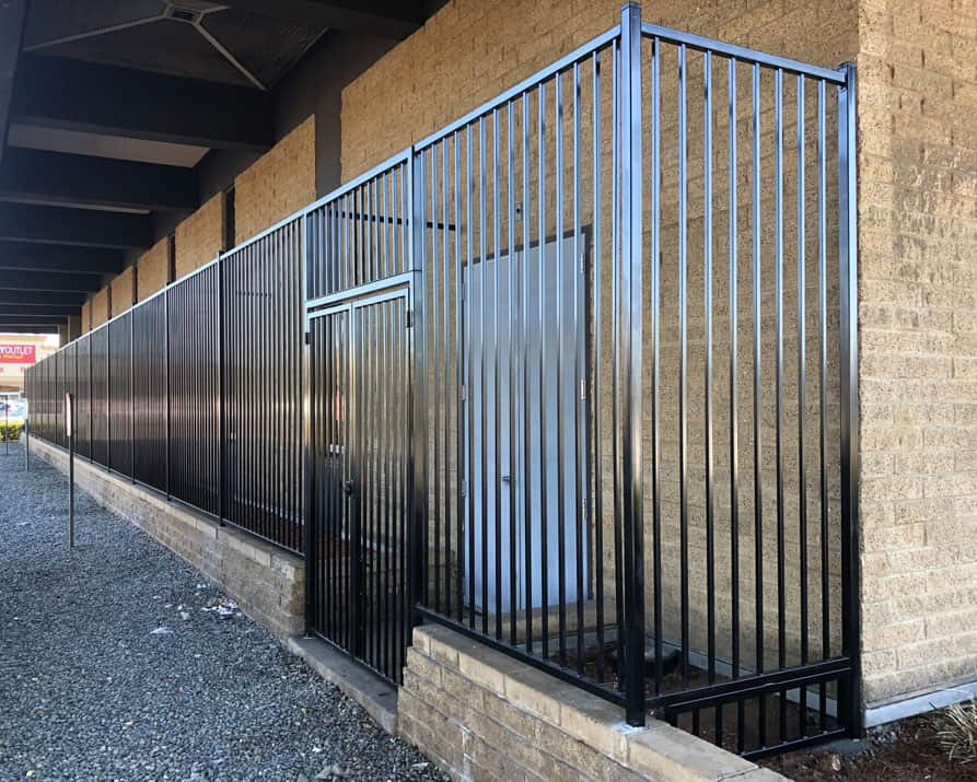 commercial steel fence with security gates wells fargo